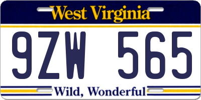 WV license plate 9ZW565