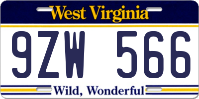 WV license plate 9ZW566