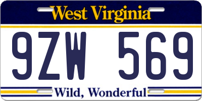 WV license plate 9ZW569