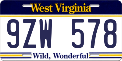 WV license plate 9ZW578