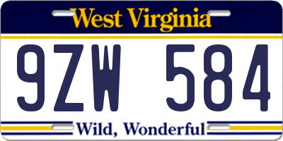WV license plate 9ZW584