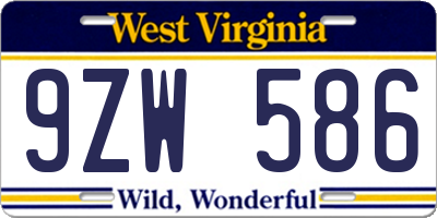 WV license plate 9ZW586