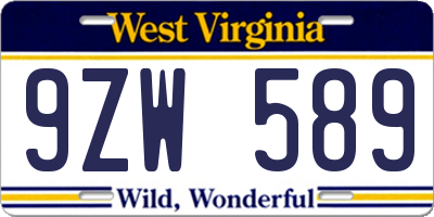 WV license plate 9ZW589