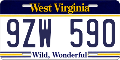 WV license plate 9ZW590
