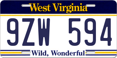 WV license plate 9ZW594