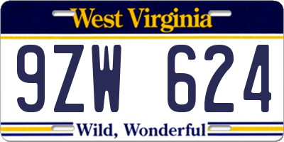 WV license plate 9ZW624