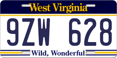 WV license plate 9ZW628