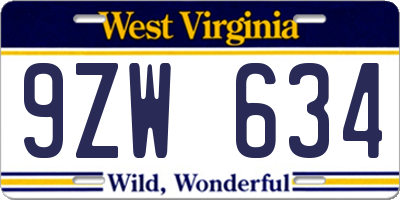 WV license plate 9ZW634