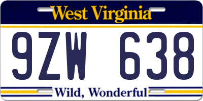 WV license plate 9ZW638