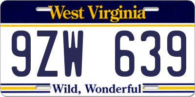 WV license plate 9ZW639