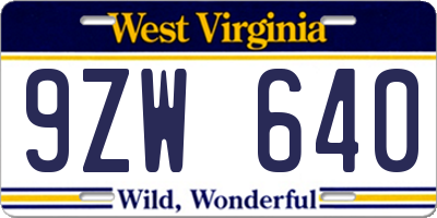 WV license plate 9ZW640