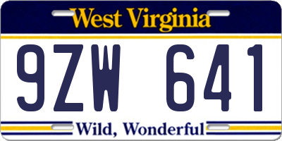 WV license plate 9ZW641