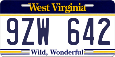 WV license plate 9ZW642