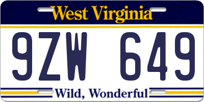 WV license plate 9ZW649