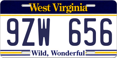WV license plate 9ZW656