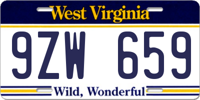 WV license plate 9ZW659
