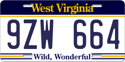 WV license plate 9ZW664