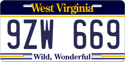 WV license plate 9ZW669