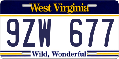 WV license plate 9ZW677