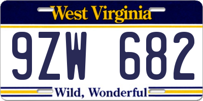 WV license plate 9ZW682
