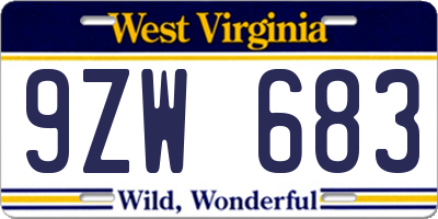 WV license plate 9ZW683