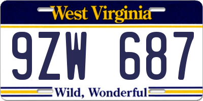 WV license plate 9ZW687