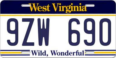 WV license plate 9ZW690