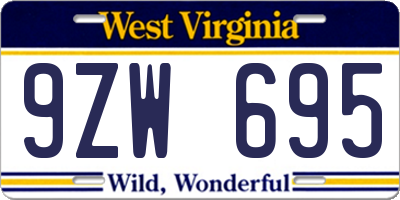 WV license plate 9ZW695