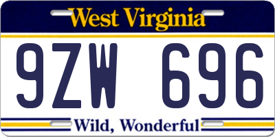 WV license plate 9ZW696