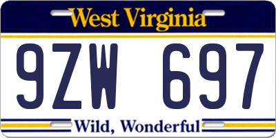 WV license plate 9ZW697
