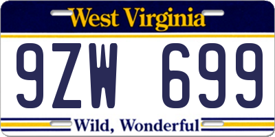 WV license plate 9ZW699