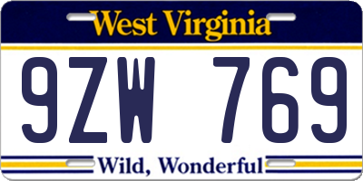 WV license plate 9ZW769