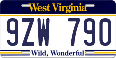 WV license plate 9ZW790