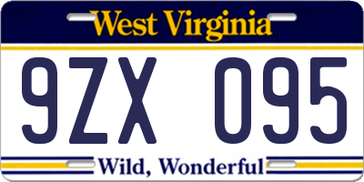 WV license plate 9ZX095