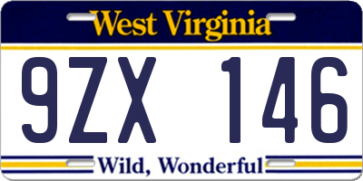 WV license plate 9ZX146