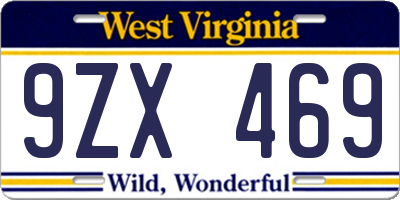 WV license plate 9ZX469