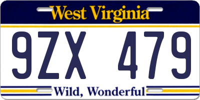 WV license plate 9ZX479