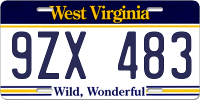 WV license plate 9ZX483