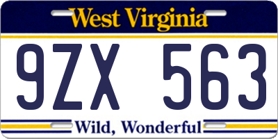 WV license plate 9ZX563