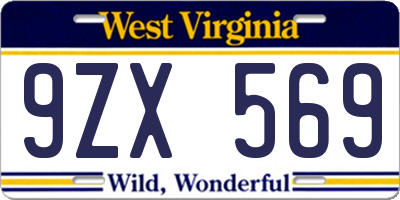 WV license plate 9ZX569