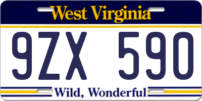 WV license plate 9ZX590