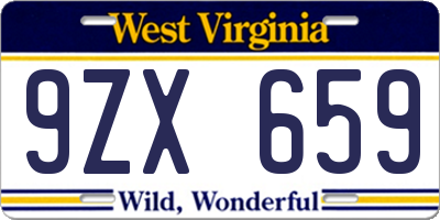 WV license plate 9ZX659