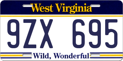 WV license plate 9ZX695