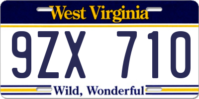 WV license plate 9ZX710