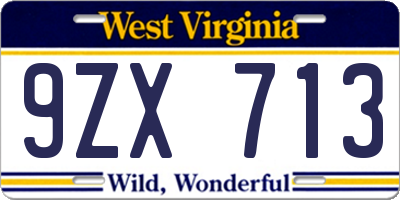 WV license plate 9ZX713