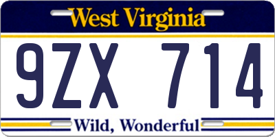 WV license plate 9ZX714