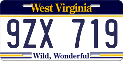 WV license plate 9ZX719