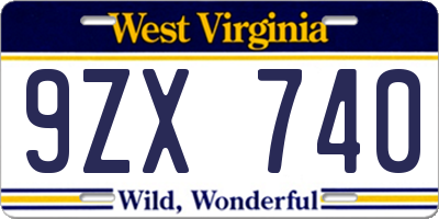WV license plate 9ZX740