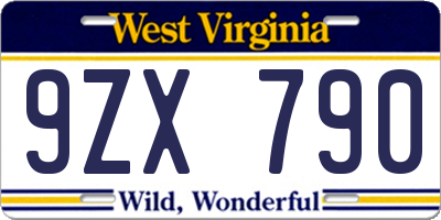 WV license plate 9ZX790