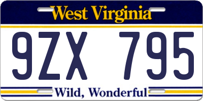 WV license plate 9ZX795